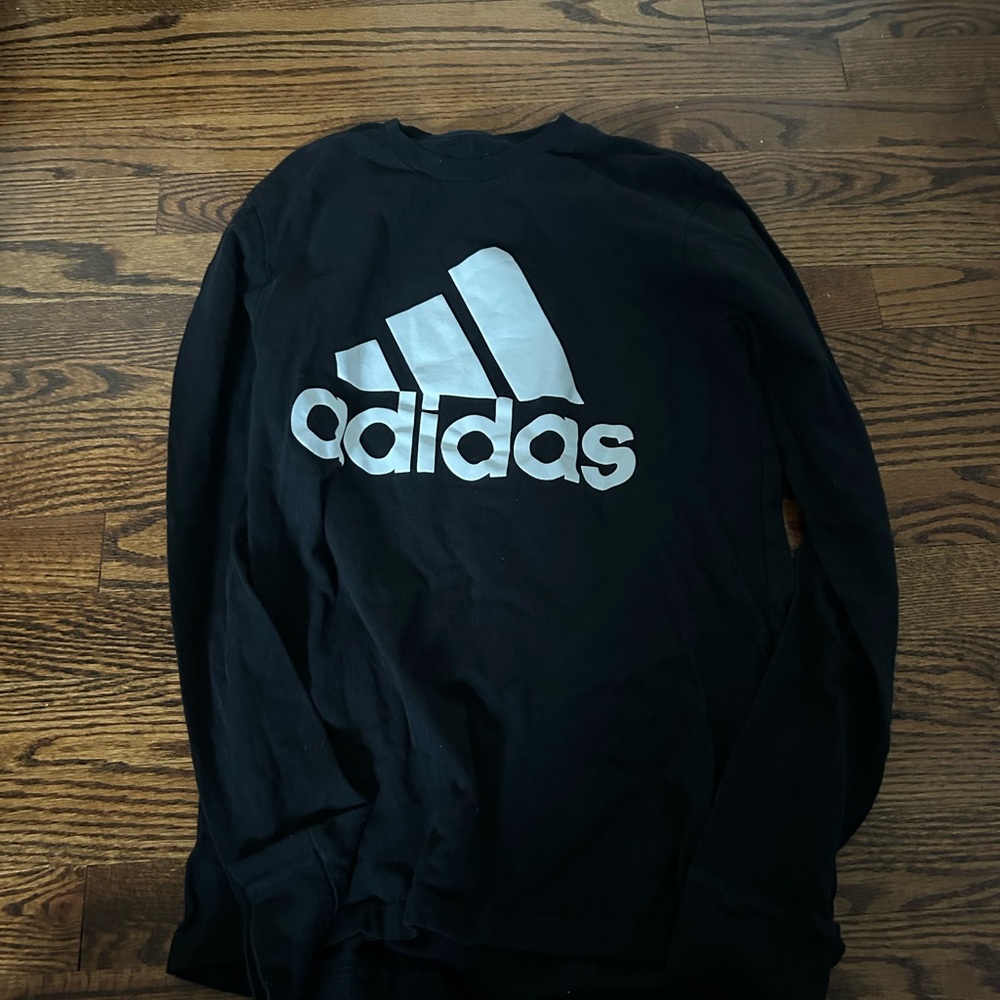 Adidas Men's Black Sweatshirt with White Logo